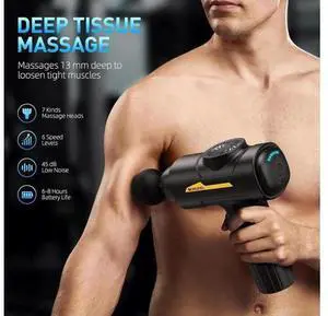 Massage Gun,Massage Gun Deep Tissue for Pain Relief with 7 Massage Heads 6 Speeds and Carrying Case (Black) Massage Gun,Massage Gun Deep Tissue for Pain Relief with 7 Massage Heads 6 Speeds and Carrying Case (Black)