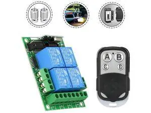 433MHz Wireless RF Remote Control Relay Switch DC12V 4CH Relay Receiver Module Relay Remote Control for Gate Garage Door Light 433MHz Wireless RF Remote Control Relay Switch DC12V 4CH Relay Receiver Module Relay Remote Control for Gate Garage Door Light