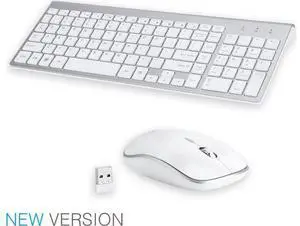 Wireless Mute Keyboard and Mouse Combo,for Computer, Laptop, PC, Desktop, Notebook, Windows 7, 8, 10-(White) Wireless Mute Keyboard and Mouse Combo,for Computer, Laptop, PC, Desktop, Notebook, Windows 7, 8, 10-(White)