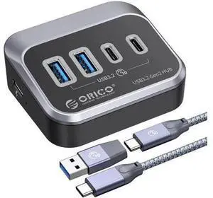 USB Hub 10Gbps with 2 USB A Ports+2 USB C Ports, USB 3.2 Gen 2 Hub with 1.64Ft USB-C Cable and USB-A Adapter USB Splitter for iMac, MacBooks, Mac mini USB Hub 10Gbps with 2 USB A Ports+2 USB C Ports, USB 3.2 Gen 2 Hub with 1.64Ft USB-C Cable and USB-A Adapter USB Splitter for iMac, MacBooks, Mac mini