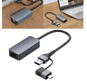 Type A/Type C To 2.5G RJ45 Ethernet Adapter USB C To 2.5G Ethernet Adapter 2500Mbps External Network Card USB3.0 for PC Laptop Type A/Type C To 2.5G RJ45 Ethernet Adapter USB C To 2.5G Ethernet Adapter 2500Mbps External Network Card USB3.0 for PC Laptop