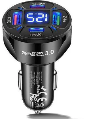 Multi Port USB C Car Phone Charger Adapter with Voltmeter, 4 in 1 100W Fast Charging Cigarette Lighter USB Charge for iPhone 16 15 14 13 12 11, Android, Samsung, iPad Pro (Black) Multi Port USB C Car Phone Charger Adapter with Voltmeter, 4 in 1 100W Fast Charging Cigarette Lighter USB Charge for iPhone 16 15 14 13 12 11, Android, Samsung, iPad Pro (Black)