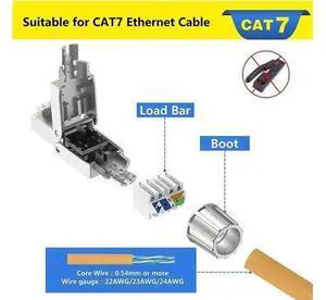 6 Pcs For RJ45 CAT7 Connectors Tool Free Shielded Toolless Modular Network Plug For Installation Cable 6 Pcs For RJ45 CAT7 Connectors Tool Free Shielded Toolless Modular Network Plug For Installation Cable