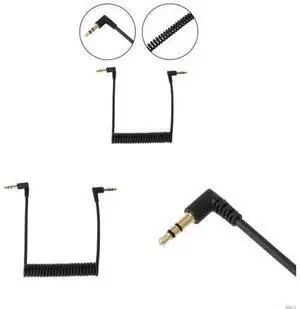 90 Degree Right Angled 3.5mm Male To Male Spring Stereo Car AUX Cable 90 Degree Right Angled 3.5mm Male To Male Spring Stereo Car AUX Cable