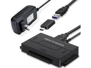 IDE SATA to USB 3.0 Cable Hard Drive Reader IDE SATA PATA USB 3.0 for Hard Drive Disk HDD 2.5" 3.5" with 12V 2A External AC Power Adapter(Black) IDE SATA to USB 3.0 Cable Hard Drive Reader IDE SATA PATA USB 3.0 for Hard Drive Disk HDD 2.5" 3.5" with 12V 2A External AC Power Adapter(Black)