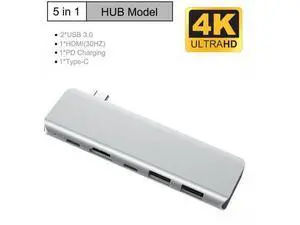 5 in 1 USB Type C HUB USB-C to 4K HDMI USB TYPE-C Adapter 5 Ports Aluminum Alloy Shell Splitter for PC Notebook Computer Laptop 5 in 1 USB Type C HUB USB-C to 4K HDMI USB TYPE-C Adapter 5 Ports Aluminum Alloy Shell Splitter for PC Notebook Computer Laptop