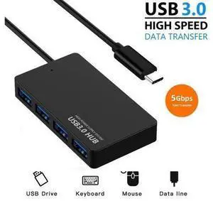 Type-C Hub Multi-Port USB-C HUB, 4 USB 3.0 Ports Compatible for PC, Laptops, Tablets, MacBook, Mac Mini, iMac Pro, Mobile HDD etc, Black Type-C Hub Multi-Port USB-C HUB, 4 USB 3.0 Ports Compatible for PC, Laptops, Tablets, MacBook, Mac Mini, iMac Pro, Mobile HDD etc, Black
