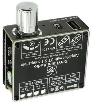 XY-Y50L Stereo Audio Power Amplifier Board Module Bluetooth-Compatible 5.1 AUX USB Dual Channel Infrared Remote Control XY-Y50L Stereo Audio Power Amplifier Board Module Bluetooth-Compatible 5.1 AUX USB Dual Channel Infrared Remote Control