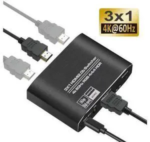 4K@60Hz HDMI Switch 3x1, 3 Port HDMI Switcher with IR Wireless Remote Support Auto Switch, HDMI 2.0, HDCP 2.2, HDR, Full HD, 3D - OZQ3-1 4K@60Hz HDMI Switch 3x1, 3 Port HDMI Switcher with IR Wireless Remote Support Auto Switch, HDMI 2.0, HDCP 2.2, HDR, Full HD, 3D - OZQ3-1