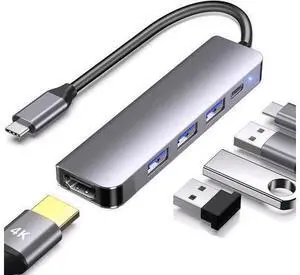 5 in 1 USB C Hub with 4K HDMI, 3 USB-A, 100W Power Delivery, Aluminum Case Compatible with MacBook Pro/Air, iPad Pro, iMac, iPhone 15 Pro/Pro Max, XPS 5 in 1 USB C Hub with 4K HDMI, 3 USB-A, 100W Power Delivery, Aluminum Case Compatible with MacBook Pro/Air, iPad Pro, iMac, iPhone 15 Pro/Pro Max, XPS