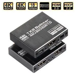 HDMI Splitter with EDID, 1 in 2 Out 4K HDMI Splitter for Full HD 4K@60HZ 1080P 3D Splitter (1 HDMI Source to 2 HDMI Displays) HDMI Splitter with EDID, 1 in 2 Out 4K HDMI Splitter for Full HD 4K@60HZ 1080P 3D Splitter (1 HDMI Source to 2 HDMI Displays)