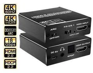 Aluminum Shell 4K 60Hz HDMI 2.0 Audio Extractor for PS5 Xbox Series X 4K HDMI Audio Extractor converter HDMI + SPDIF + 3.5 mm audio Output,OZV8-1 Aluminum Shell 4K 60Hz HDMI 2.0 Audio Extractor for PS5 Xbox Series X 4K HDMI Audio Extractor converter HDMI + SPDIF + 3.5 mm audio Output,OZV8-1