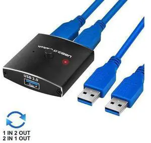 USB Switch KVM USB HUB 3.0 Switcher Selector 2in1 Out/1 in 2 Out Bi-Directional KVM Switch for PC Keyboard Mouse Printer 1 PC Sharing 2 Devices USB Switch Includes Two 3.3FT Data Cables USB Switch KVM USB HUB 3.0 Switcher Selector 2in1 Out/1 in 2 Out Bi-Directional KVM Switch for PC Keyboard Mouse Printer 1 PC Sharing 2 Devices USB Switch Includes Two 3.3FT Data Cables
