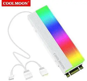 COOLMOON M.2 2280 SSD Heatsink Cooler 5V 3Pin ARGB Colored Solid State Drive Hard Disk Cooling Radiator Cooler with Thermal Pad COOLMOON M.2 2280 SSD Heatsink Cooler 5V 3Pin ARGB Colored Solid State Drive Hard Disk Cooling Radiator Cooler with Thermal Pad