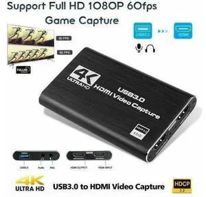4K USB 3.0 Video Capture Card USB3.0 TO HDMI 1080P 60fps Video Grabber Record HDMI 4K Loopout for PS4 TV Camera Recording Live Streaming 4K USB 3.0 Video Capture Card USB3.0 TO HDMI 1080P 60fps Video Grabber Record HDMI 4K Loopout for PS4 TV Camera Recording Live Streaming