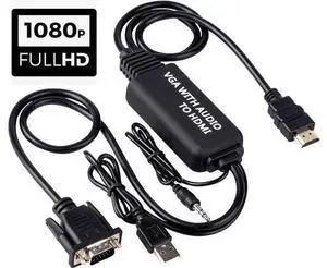 VGA to HDMI,1080P VGA to HDMI Adapter with Audio Support and 1080P Resolution - VGA Input to HDMI Output VGA to HDMI,1080P VGA to HDMI Adapter with Audio Support and 1080P Resolution - VGA Input to HDMI Output