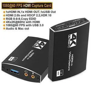 HDMI to USB3.0/Type-C Video Capture Card with Mic & 3.5mm Audio HD 4K@60Hz Video 1080P 60fps Board Game Record For Live Streaming Video Recording HDMI to USB3.0/Type-C Video Capture Card with Mic & 3.5mm Audio HD 4K@60Hz Video 1080P 60fps Board Game Record For Live Streaming Video Recording