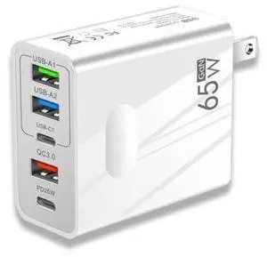 5-Port 65W USB-C PD Laptop Charger Power Adapter Compatible with MacBook Pro/Air, iPad Pro, iPhone 14 Pro, Galaxy Tab S8, S23, Dell XPS 13- White 5-Port 65W USB-C PD Laptop Charger Power Adapter Compatible with MacBook Pro/Air, iPad Pro, iPhone 14 Pro, Galaxy Tab S8, S23, Dell XPS 13- White