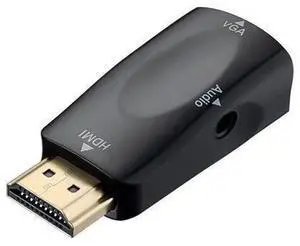 HDMI to VGA Adapter Converter Gold-Plated with 3.5mm Audio Port for PC, Laptop, DVD, Desktop and Other HDMI Input Devices - Black HDMI to VGA Adapter Converter Gold-Plated with 3.5mm Audio Port for PC, Laptop, DVD, Desktop and Other HDMI Input Devices - Black
