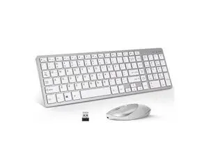 Wireless Keyboard 2.4GHz Ultra Slim Rechargeable Wireless Keyboard White Wireless Keyboard 2.4GHz Ultra Slim Rechargeable Wireless Keyboard White