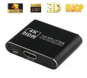 4K@60Hz HDMI Splitter 1 in 2 Out 1×2 HDMI Splitter Support 4Kx2K, 1080P, 3D, HDR for Xbox PS5/4 Roku Blu-Ray Player Apple TV 4K@60Hz HDMI Splitter 1 in 2 Out 1×2 HDMI Splitter Support 4Kx2K, 1080P, 3D, HDR for Xbox PS5/4 Roku Blu-Ray Player Apple TV