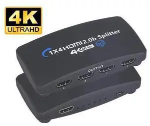 4K@60Hz HDMI Splitter 1 in 4 Out 1×4 HDMI Splitter Support 4Kx2K, 1080P, 3D, HDR for Xbox PS5/4 Roku Blu-Ray Player Apple TV 4K@60Hz HDMI Splitter 1 in 4 Out 1×4 HDMI Splitter Support 4Kx2K, 1080P, 3D, HDR for Xbox PS5/4 Roku Blu-Ray Player Apple TV