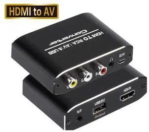 HDMI-Compatible to RCA AV/CVBS Composite Video AV Converter Adapter HDMI2AV with 3.5mm Aux Audio for TV VHS VCR DVD HDMI-Compatible to RCA AV/CVBS Composite Video AV Converter Adapter HDMI2AV with 3.5mm Aux Audio for TV VHS VCR DVD