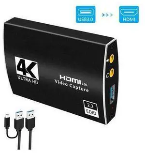 Portable 4K@60Hz 1080P 60fps HDMI-compatible to USB3.0/Type-C HD Video Capture Card with Mic & 3.5mm Audio Durable Audio Converter Live Recording Box Portable 4K@60Hz 1080P 60fps HDMI-compatible to USB3.0/Type-C HD Video Capture Card with Mic & 3.5mm Audio Durable Audio Converter Live Recording Box