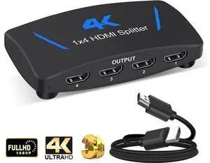 4K 30Hz HDMI Splitter 1 in 4 Out HDMI1.4 4 Port Splitter with US Adapter for Computer MacBook Xbox 330 Xbox One PS5/4 Blu-Ray DVD (1in 4out) 4K 30Hz HDMI Splitter 1 in 4 Out HDMI1.4 4 Port Splitter with US Adapter for Computer MacBook Xbox 330 Xbox One PS5/4 Blu-Ray DVD (1in 4out)