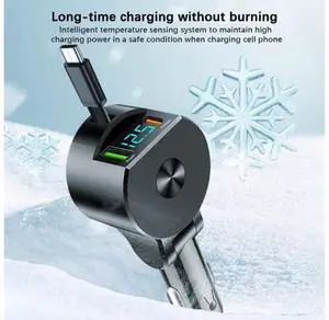 75W 3-in-1 Car Charger Adapter with Voltage Detection, Super Fast Charging with Cable PD30W Retractable Cable for iPhone/Samsung/Android/iPad Pro and More 75W 3-in-1 Car Charger Adapter with Voltage Detection, Super Fast Charging with Cable PD30W Retractable Cable for iPhone/Samsung/Android/iPad Pro and More