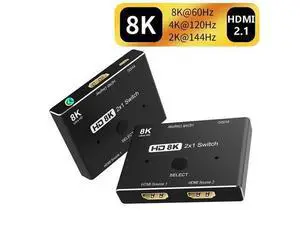 Switcher HDMI-compatible 2.1 2 in 1 out Ultra speed 48Gbps 8K@60Hz 4K@120Hz Switch adapter With switch button For PS4/5 TV Box HDTV Xbox Projector Switcher HDMI-compatible 2.1 2 in 1 out Ultra speed 48Gbps 8K@60Hz 4K@120Hz Switch adapter With switch button For PS4/5 TV Box HDTV Xbox Projector