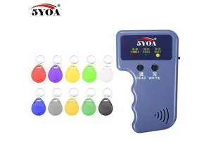 Handheld 125KHz EM4100 RFID Copier Writer Duplicator Programmer Reader + 10 EM4305 T5577 Rewritable ID Keyfobs Tags Card Handheld 125KHz EM4100 RFID Copier Writer Duplicator Programmer Reader + 10 EM4305 T5577 Rewritable ID Keyfobs Tags Card