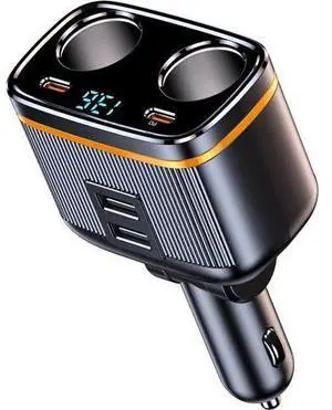 2V/24V 2-Socket 6 in 1 Cigarette Lighter Splitter with Voltage Detection, Alanph 145W Car Charger Adapter Dual USB QC3.0 &Type-C PD45W Fast Charging (6-Port) 2V/24V 2-Socket 6 in 1 Cigarette Lighter Splitter with Voltage Detection, Alanph 145W Car Charger Adapter Dual USB QC3.0 &Type-C PD45W Fast Charging (6-Port)