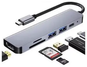 USB C Hub, USB C Adapter 6 in 1 Multi-port USB C to with 4K HDMI, SD/TF Card Reader, USB C 100W PD, USB 3.0 and USB 2.0, USB C Dock Compatible for MacBook and Type C Devices USB C Hub, USB C Adapter 6 in 1 Multi-port USB C to with 4K HDMI, SD/TF Card Reader, USB C 100W PD, USB 3.0 and USB 2.0, USB C Dock Compatible for MacBook and Type C Devices