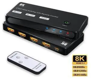 HDMI 2.1 Directional 3in 1out Switch with IR Remote, 8K 60Hz 4K 120Hz Switcher Adapter 3 in 1 Out Converter Splitte For PC TV PS4 Xbox PS5 Projectors HDMI 2.1 Directional 3in 1out Switch with IR Remote, 8K 60Hz 4K 120Hz Switcher Adapter 3 in 1 Out Converter Splitte For PC TV PS4 Xbox PS5 Projectors