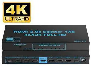 8K HDMI Splitter 1 in 8 Out, 1×8 HDMI Splitter Support 4Kx2K, 1080P, 3D, HDR, DTS/Doby-TrueHD for Xbox PS5/4 Roku Blu-Ray Player Apple TV 8K HDMI Splitter 1 in 8 Out, 1×8 HDMI Splitter Support 4Kx2K, 1080P, 3D, HDR, DTS/Doby-TrueHD for Xbox PS5/4 Roku Blu-Ray Player Apple TV