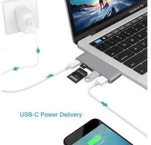 USB C Hub,5 in 1 Type-C Adapter, USB-C Power Delivery, 2 X USB3.0 Port, SD/Micro SD Card Reader for MacBook,MacBook Pro,Phone,Laptops Other USB Type-C Devices (Gray) USB C Hub,5 in 1 Type-C Adapter, USB-C Power Delivery, 2 X USB3.0 Port, SD/Micro SD Card Reader for MacBook,MacBook Pro,Phone,Laptops Other USB Type-C Devices (Gray)