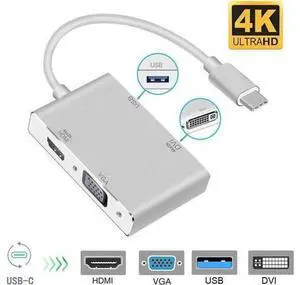 USB C to HDMI 4K Adapter, USB 3.1 Type-C Hub to HDMI DVI 4K VGA USB Adaptor Converter (Thunderbolt 3 Compatible), USB-C to HDMI DVI 4K VGA USB Adaptor Converter for 2016/2017/2018 MacBook USB C to HDMI 4K Adapter, USB 3.1 Type-C Hub to HDMI DVI 4K VGA USB Adaptor Converter (Thunderbolt 3 Compatible), USB-C to HDMI DVI 4K VGA USB Adaptor Converter for 2016/2017/2018 MacBook