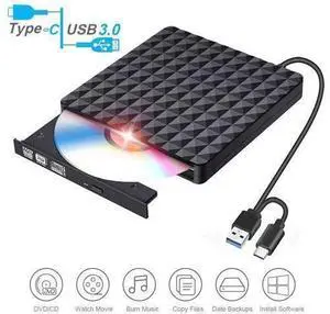 Diamond External CD DVD Drive for Laptop High-Speed Transfer USB 3.0 Type-C Slim Portable CD DVD +/-RW Optical Drive Burner Writer Reader for PC Desktops Compatible with PC Desktop Black Diamond External CD DVD Drive for Laptop High-Speed Transfer USB 3.0 Type-C Slim Portable CD DVD +/-RW Optical Drive Burner Writer Reader for PC Desktops Compatible with PC Desktop Black