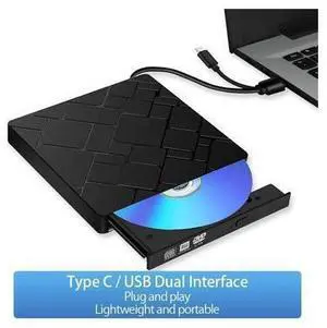External DVD Drive, LUOM USB 3.0 Type C CD Drive, Dual Port DVD Player, Portable Optical Burner Writer Rewriter, High Speed Data Transfer for Laptop Notebook Desktop PC MAC OS Windows 7/8/10 External DVD Drive, LUOM USB 3.0 Type C CD Drive, Dual Port DVD Player, Portable Optical Burner Writer Rewriter, High Speed Data Transfer for Laptop Notebook Desktop PC MAC OS Windows 7/8/10