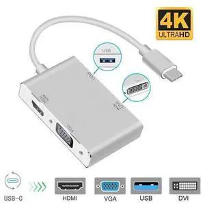 Type C to HDMI Adapter, USB C 3.1 to HDMI VGA DVI USB 3.0 (Thunderbolt 3 Compatible) Multi Video USB C HUB Converter,Multi Monitors Adapter for MacBook/Chromebook Pixel to HDTV/Monitors Type C to HDMI Adapter, USB C 3.1 to HDMI VGA DVI USB 3.0 (Thunderbolt 3 Compatible) Multi Video USB C HUB Converter,Multi Monitors Adapter for MacBook/Chromebook Pixel to HDTV/Monitors