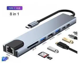 XJYLCPC Update Version USB C Hub, 8-in-1 Type c hub Adapter with RJ45 Port, USB3.0/2.0 Port,4K HDMI,SD/TF Card Port,87W PD, Type-C Port Compatible for MacBook/Pro/Air 2016/2017/2018 and More XJYLCPC Update Version USB C Hub, 8-in-1 Type c hub Adapter with RJ45 Port, USB3.0/2.0 Port,4K HDMI,SD/TF Card Port,87W PD, Type-C Port Compatible for MacBook/Pro/Air 2016/2017/2018 and More
