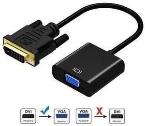 DVI to VGA Adapter Cable 1080P DVI-D Male to VGA Female Gold Plated Monitor Cable from Laptop, PC Host, Graphics Card to Monitor Display or Projector - DVI-D 24+1 to VGA DVI to VGA Adapter Cable 1080P DVI-D Male to VGA Female Gold Plated Monitor Cable from Laptop, PC Host, Graphics Card to Monitor Display or Projector - DVI-D 24+1 to VGA