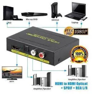HDMI Audio Extractor, HDMI To HDMI Audio Optical and RCA(L/R) Stereo Analog Outputs Video Audio Splitter Converter Support 4K 3D 1080P(50/60HZ) for Blu-ray Player Xbox PS3 PS4 HDMI Audio Extractor, HDMI To HDMI Audio Optical and RCA(L/R) Stereo Analog Outputs Video Audio Splitter Converter Support 4K 3D 1080P(50/60HZ) for Blu-ray Player Xbox PS3 PS4