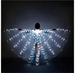 LED Lights Belly Dance Isis Wings, Bellydance Glow Angel dance Wings with Telescopic Sticks Flexible Rods for Adults and Child LED Lights Belly Dance Isis Wings, Bellydance Glow Angel dance Wings with Telescopic Sticks Flexible Rods for Adults and Child