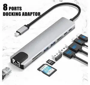 USB Hub,USB C hub,USB hub with USB C Multiport Adapter, USB Splitter with 4K HDMI, 100W PD, USB 3.0, USB2.0, Ethernet, TF/SD Card Reader for MacBook Pro/PC/Laptop/Tablet Devices (Grey 8in1) USB Hub,USB C hub,USB hub with USB C Multiport Adapter, USB Splitter with 4K HDMI, 100W PD, USB 3.0, USB2.0, Ethernet, TF/SD Card Reader for MacBook Pro/PC/Laptop/Tablet Devices (Grey 8in1)