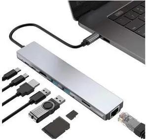 USB Hub, 8 Port: 4K HDMI, TF/SD Card Reader, USB-C, 100W PD, 10/100M Ethernet,USB 3.0&2.0 ,USB Extender USB Hub for PC Laptop,MacBook Docking Station PC iMac Pro Air, Notebook PC USB Hub, 8 Port: 4K HDMI, TF/SD Card Reader, USB-C, 100W PD, 10/100M Ethernet,USB 3.0&2.0 ,USB Extender USB Hub for PC Laptop,MacBook Docking Station PC iMac Pro Air, Notebook PC