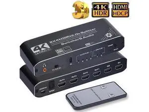 HDMI Switch Splitter with Audio Extractor 4K@60Hz Optical 3.5mm Audio Out 4K HDMI Switcher 2 in 4 Out HDMI Audio Splitter Converter IR Remote Control Support HDCP 2.2 HDMI2.0b RGB4:4:4 HDMI Switch Splitter with Audio Extractor 4K@60Hz Optical 3.5mm Audio Out 4K HDMI Switcher 2 in 4 Out HDMI Audio Splitter Converter IR Remote Control Support HDCP 2.2 HDMI2.0b RGB4:4:4