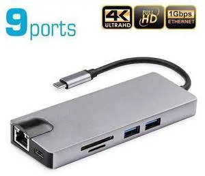 XJYLCPC USB C Hub 9-in-1 USB C Adapter with 4K USB C to HDMI,2 USB 3.0,SD TF Card Reader PD Charging Port Gigabit Ethernet, 1080P VGA, Audio/Mic for MacBook Pro/Air and Type C Windows Laptops XJYLCPC USB C Hub 9-in-1 USB C Adapter with 4K USB C to HDMI,2 USB 3.0,SD TF Card Reader PD Charging Port Gigabit Ethernet, 1080P VGA, Audio/Mic for MacBook Pro/Air and Type C Windows Laptops