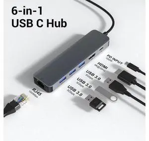 XJYLCPC USB C to Ethernet Adapter, 6 in 1 USB C Multiport Hub with Rj45 1000 Mbps, 3 x USB 3.0 Ports, 100W PD, 1Gbps LAN, 4K HDMI Video Output Compatible with MacBook Air/Pro,iMac, iPad Pro XJYLCPC USB C to Ethernet Adapter, 6 in 1 USB C Multiport Hub with Rj45 1000 Mbps, 3 x USB 3.0 Ports, 100W PD, 1Gbps LAN, 4K HDMI Video Output Compatible with MacBook Air/Pro,iMac, iPad Pro